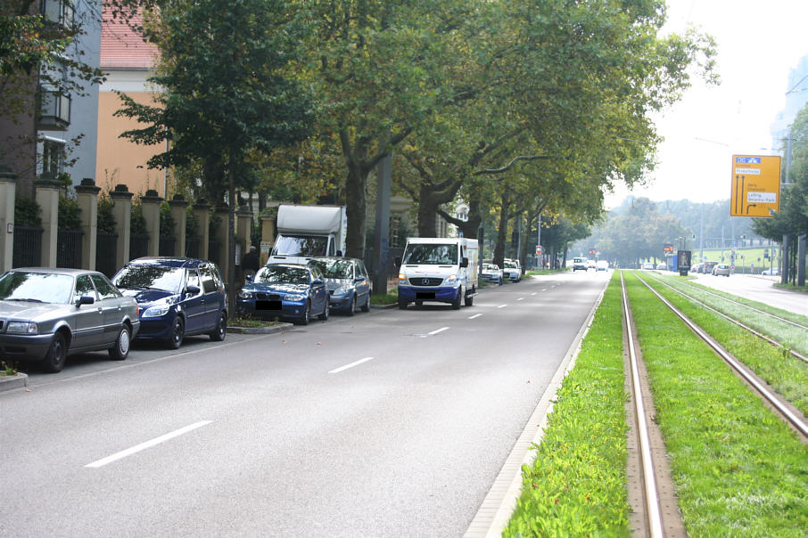 Geschwindigkeitsmessung Leipzig Prager Straße kurz nach dem Völkerschlachtdenkmal stadteinwärts