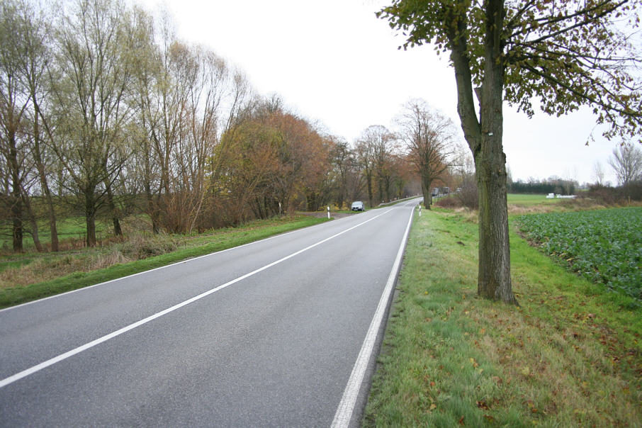 Geschwindigkeitskontrolle B 110 zwischen Jarmen und Groß Toitin kurz nach der Autobahnabfahrt Jarmen in Fahrtrichtung Groß Toitin