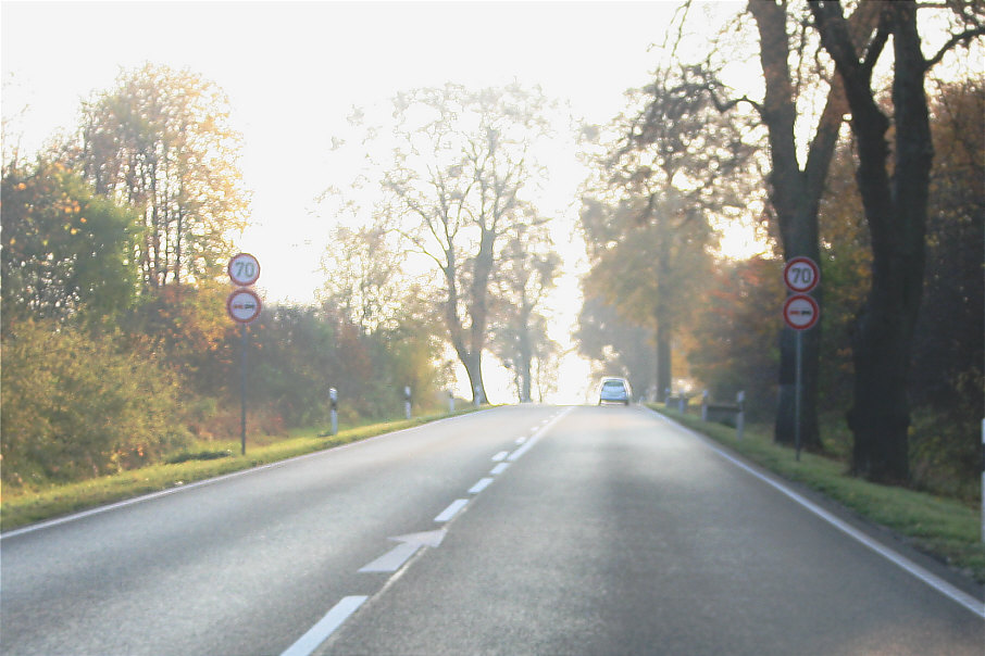 Geschwindigkeismessung B 96 zwischen Neubrandenburg und Usadel kurz vor der Abfahrt nach Krickow in Fahrtrichtung Usadel, Berlin