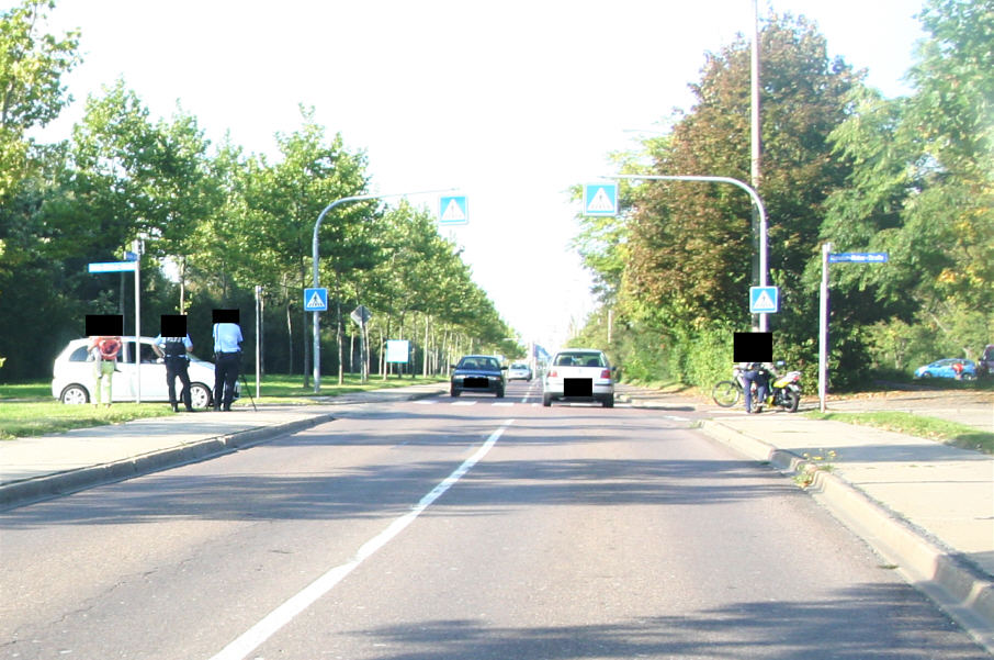 Flitzerblitzer, Kennzeichen Halle Karlsruher Allee in Fahrtrichtung stadtauswärts - Serie bundesweiter Blitzmarathon 2014