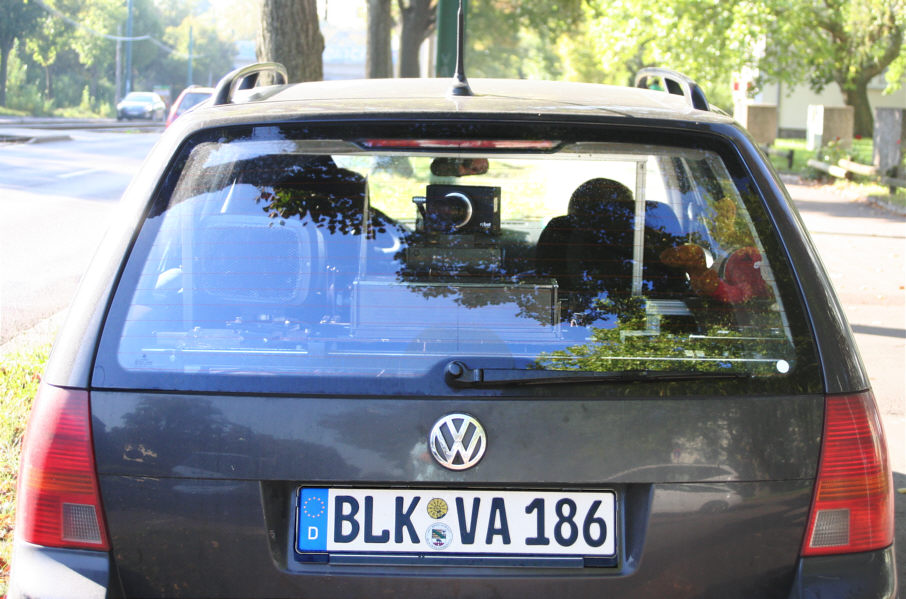Flitzerblitzer Polizei, dunkelgrau, VW Golf Variant, Kennzeichen BLK-VA 186