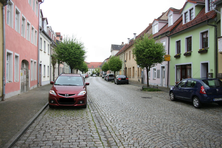 Geschwindigkeitskontrolle Naumburg Neustraße in Fahrtrichtung Salztor, Kramerplatz stadtauswärts