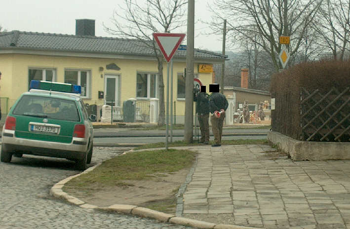 Geschwindigkeitskontrolle Naumburg Roßbacher Straße am Abzweig Talstraße, ehemaliger Schlachthof