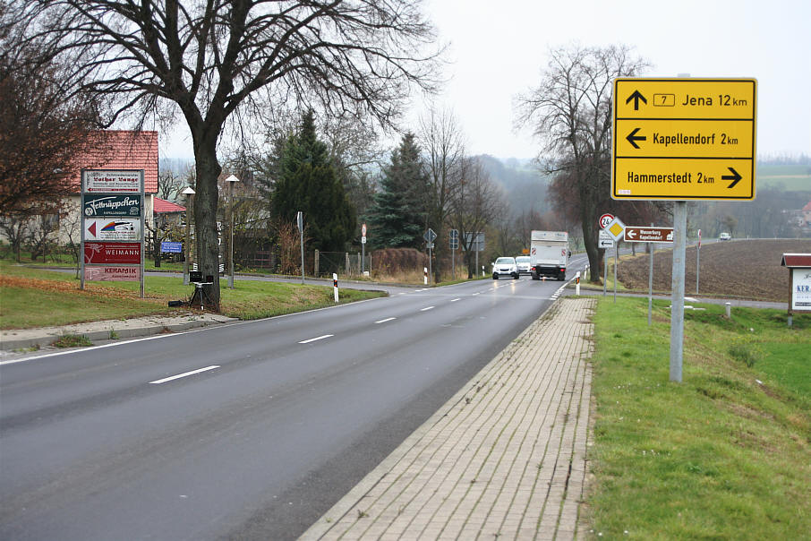 Geschwindigkeitsmessung Frankendorf Reichsstraße auf der Bundesstraße 7 (B 7) in Fahrtrichtung Jena