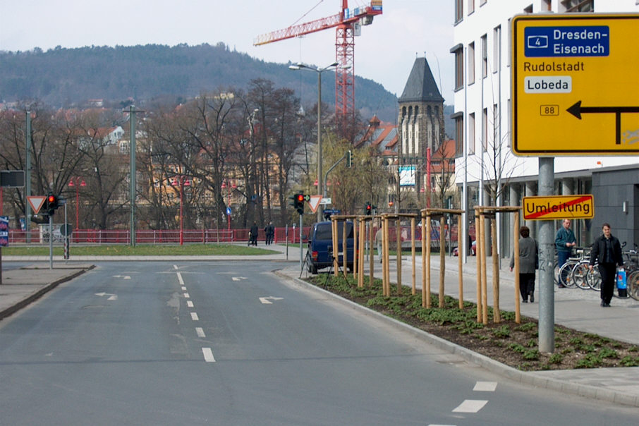 Rotlichtüberwachung Grüner Pfeil Kreuzung Friedrich-Engels-Straße, Stadtrodaer Straße