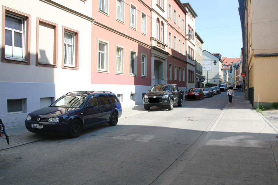 Geschwindigkeitsmessung Jena Neugasse im verkehrsberuhigten Bereich stadtauswärts