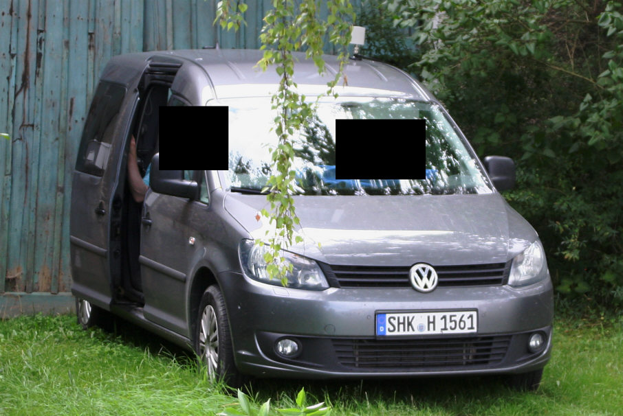 Flitzerblitzer, Polizei, dunkelgrau, Silber, VW Caddy, Kennzeichen, SHK-H 1561