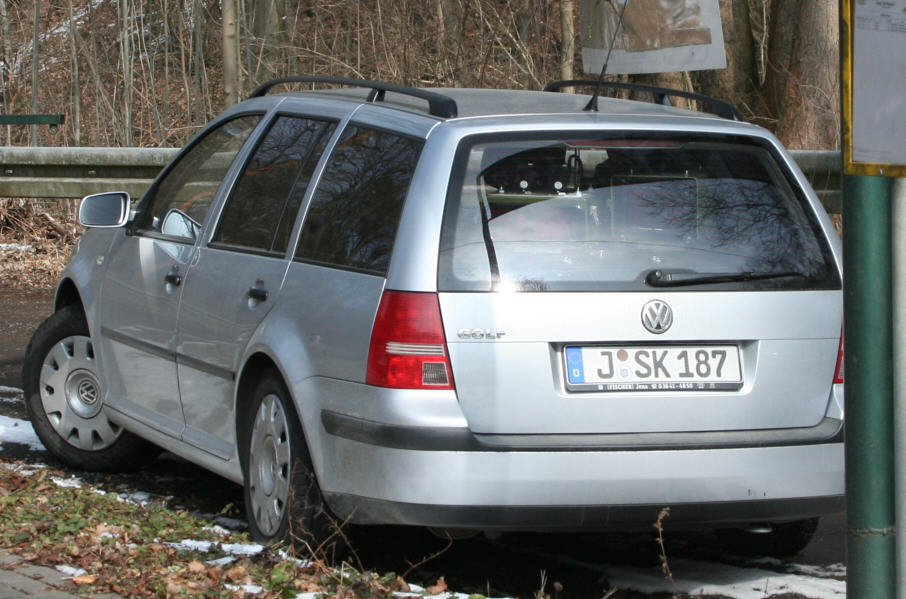 Flitzerblitzer, Stadt Jena, silberner VW Golf, Kennzeichen, J-SK 187, PSS, Heck, Heckscheibe