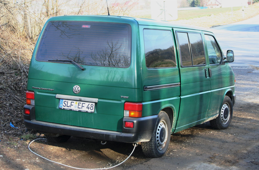 Flitzerblitzer, Polizei, dunkelgrün, VW Transporter, Kennzeichen, SLF-EF 48